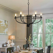 6 Lights Candle Chandelier Black Farmhouse & Industrial Pendant CL-6CD