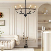6 Lights Candle Chandelier Black Farmhouse & Industrial Pendant CL-6CD