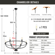 6 Lights Candle Chandelier Black Farmhouse & Industrial Pendant CL-6CD