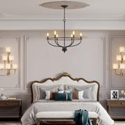 6 Lights Candle Chandelier Black Farmhouse & Industrial Pendant CL-6CD