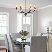 6 Lights Candle Chandelier Black Farmhouse & Industrial Pendant CL-6CD