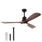 52'' Ceiling Fan with Light Modern Black&Brown with Remote CF-5201