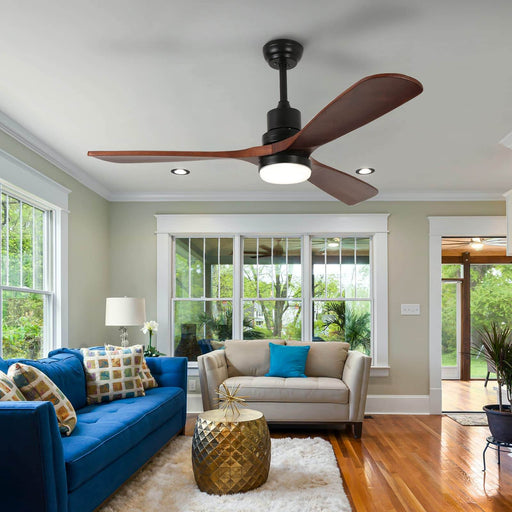 52'' Ceiling Fan with Light Modern Black&Brown with Remote CF-5201