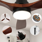 52'' Ceiling Fan with Light Modern Black&Brown with Remote CF-5201