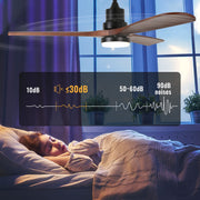 52'' Ceiling Fan with Light Modern Black&Brown with Remote CF-5201