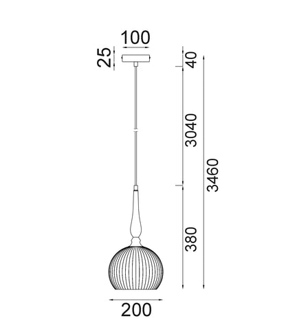 CLA Lighting CALIZ small pendant light dimensions diagram