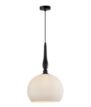 CALIZ Black Large frosted wine glass ribbed pendant light - CLA Lighting