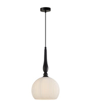 CALIZ Black Small frosted wine glass ribbed pendant light - CLA Lighting