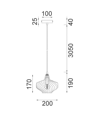 CLA Lighting CAMPANA pendant light dimensions diagram