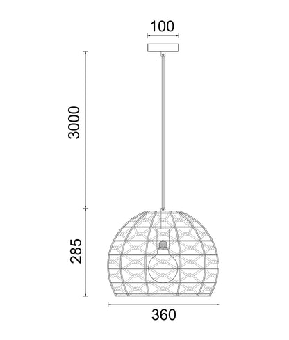 CLA Lighting CANAMO Dome / Wine Glass pendant light dimensions diagram
