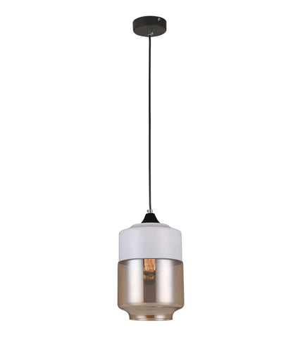 CASA: White With Amber Glass Pendant Lights - Jar - CLA Lighting