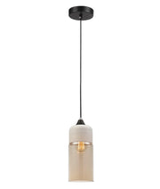 CASA: White With Amber Glass Pendant Lights - Oblong - CLA Lighting