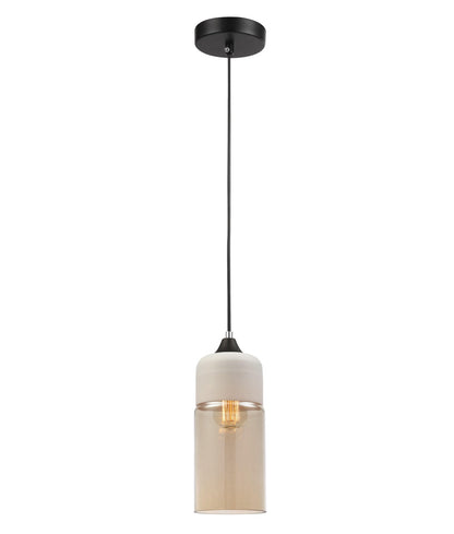 CASA: White With Amber Glass Pendant Lights - Oblong - CLA Lighting