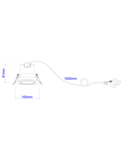 CLA Lighting COMET07-08 downlight dimensions diagram