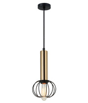CORAZON: Interior Antique Brass and Matte Black Round Cage Pendant Light - Round Cage - Antique Brass / Matt Black - CLA Lighting