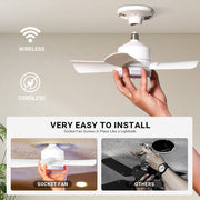 Quiet Socket Fan with Light Ceiling 3 Speed LED Light Remote CF-SFL4