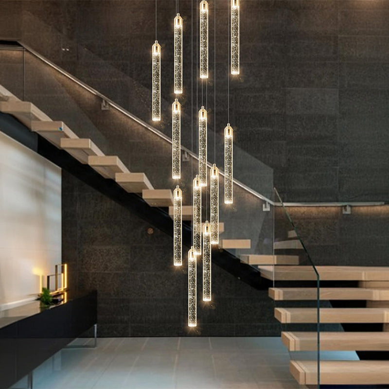 Staircase Crystal Chandelier Modern 12/18-Light Chain Light CL-CBAR