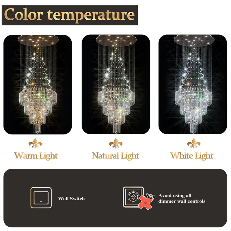 High Ceiling Crystal Chandelier Raindrop Staircase Chandelier CL-LRC