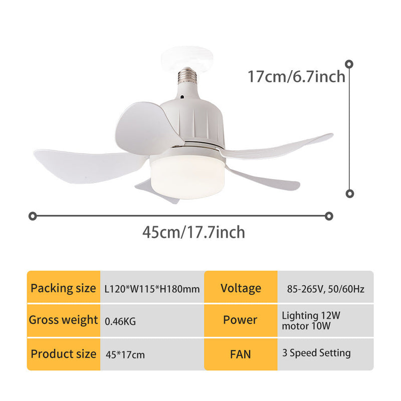 Quiet Socket Fan with Light 17" Ceiling 3-Color Dimmable LED CF-SFL5