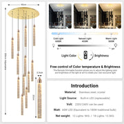 Staircase Crystal Chandelier Modern 12/18-Light Chain Light CL-CBAR