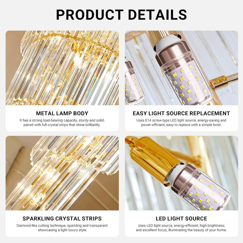 Crystal High Ceiling Chandelier Luxury Modern Spiral Light CL-LCAKE21