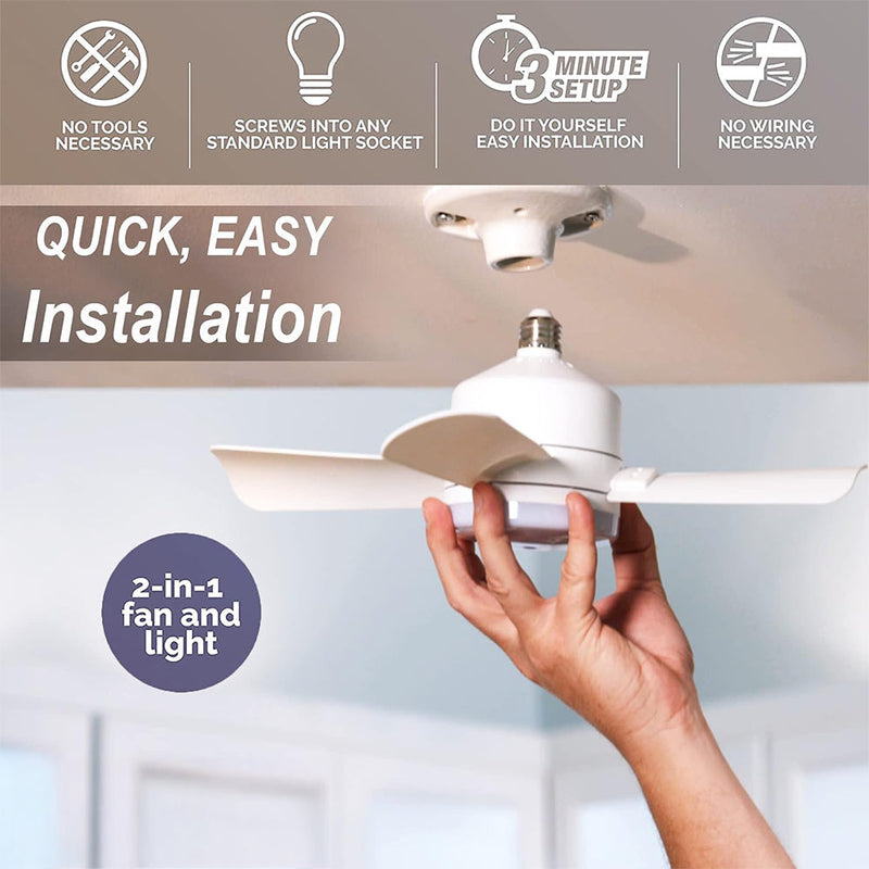 Quiet Socket Fan with Light Ceiling 3 Speed LED Light Remote CF-SFL4
