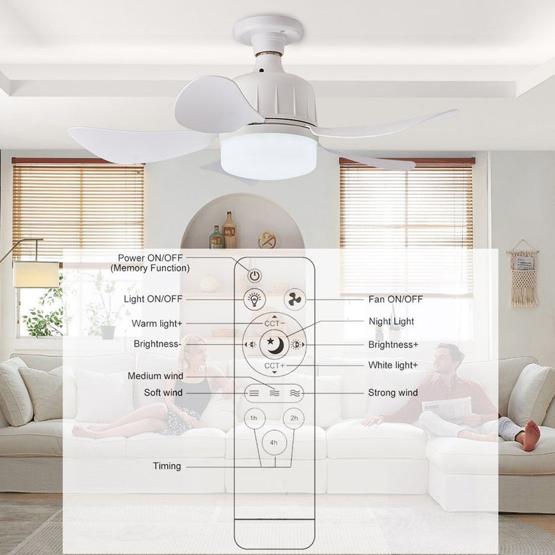 Quiet Socket Fan with Light 17" Ceiling 3-Color Dimmable LED CF-SFL5