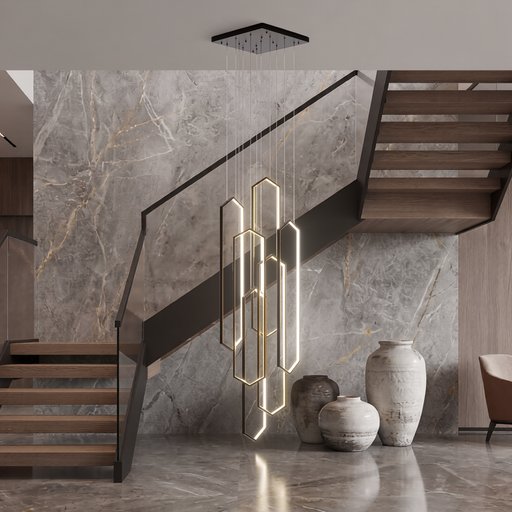 Large 6-Ring LED Chandelier Modern Dimmable Ceiling Light Foyer With Remote CL-HSL/CL-OSL