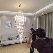 Crystal High Ceiling Chandelier Luxury Modern Spiral Light CL-LCAKE21