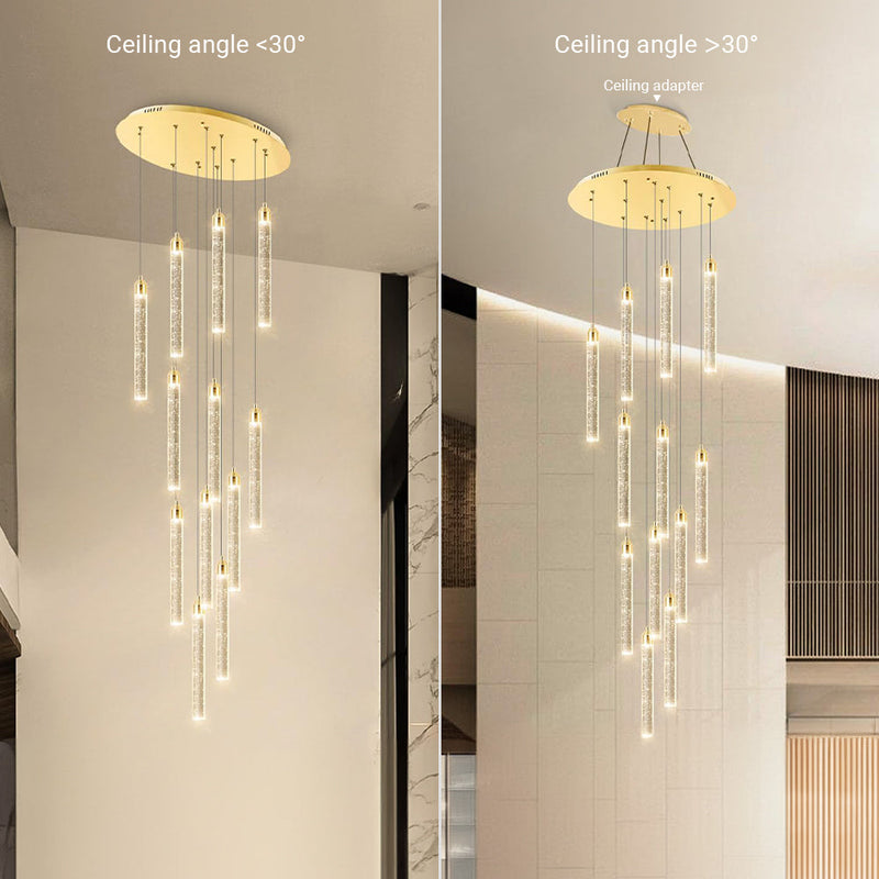 Staircase Crystal Chandelier Modern 12/18-Light Chain Light CL-CBAR