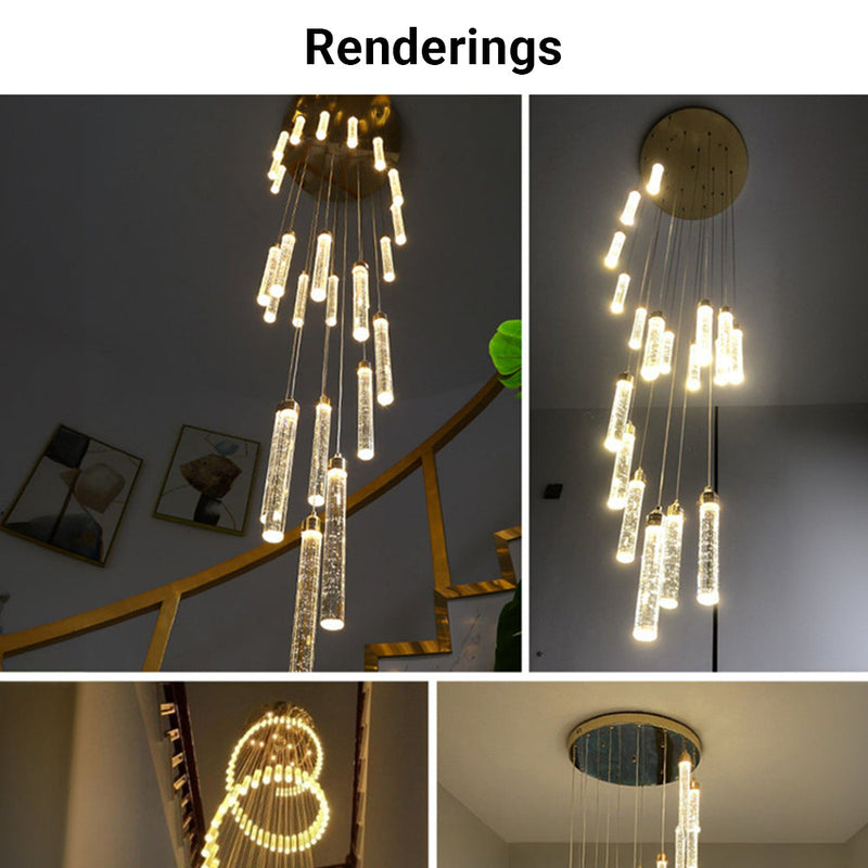Staircase Crystal Chandelier Modern 12/18-Light Chain Light CL-CBAR