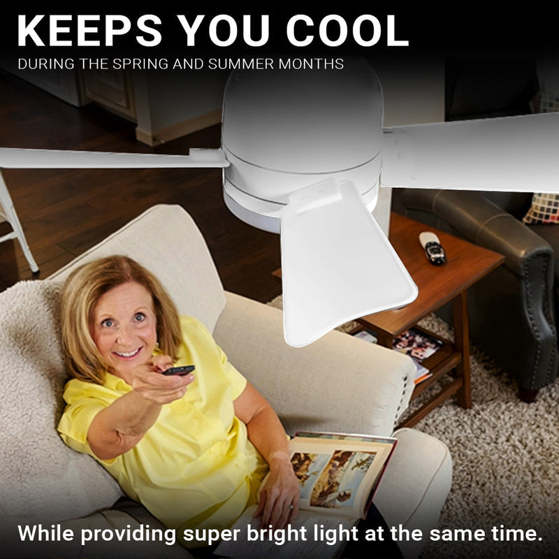 Quiet Socket Fan with Light Ceiling 3 Speed LED Light Remote CF-SFL4