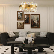 Modern Gold K9 Crystal Chandelier 12-Light Round Pendant CL-ICCR