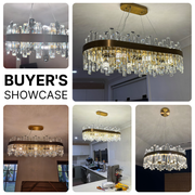 Modern Gold K9 Crystal Chandelier 12-Light Oval Pendant CL-ICCO