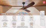 3 Wood Blades Ceiling Fan 60" Brown Designer with Remote CF-6001