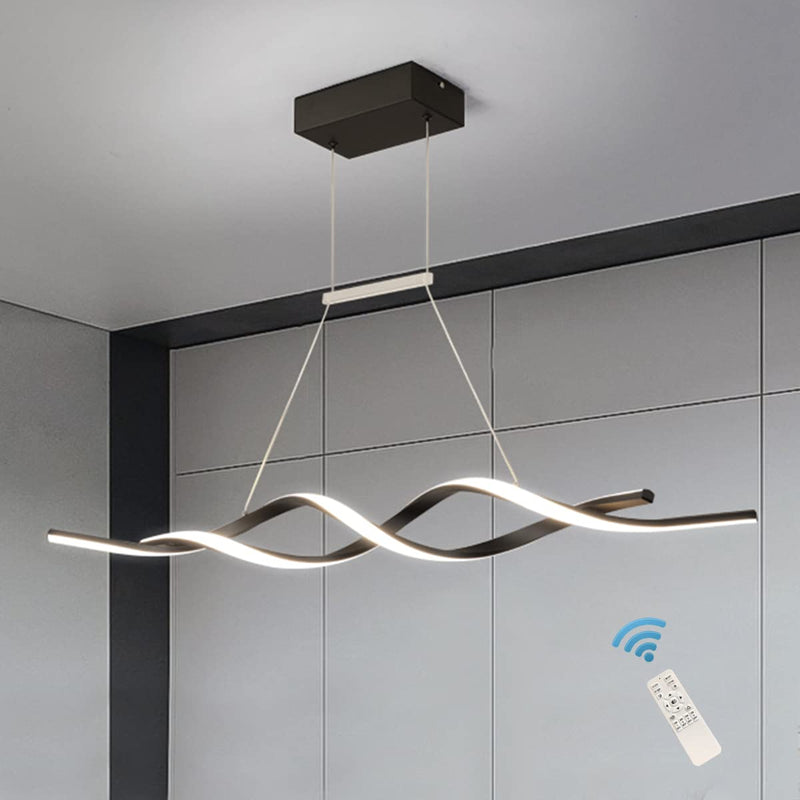 Linear Acrylic Chandeliers LED Modern Wave Black Island Light CL-DW