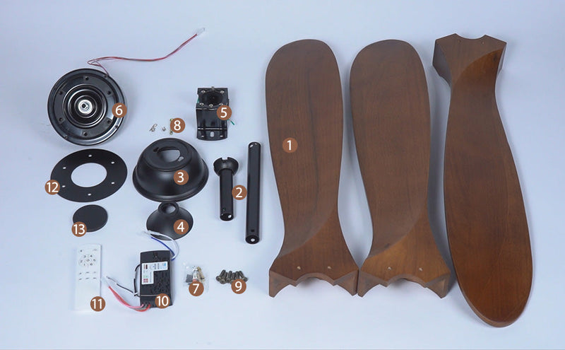 3 Wood Blades Ceiling Fan 60" Brown Designer with Remote CF-6001