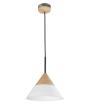 CLA Lighting FINN: Scandinavian Blonde Wood & Opal Glass Cone Pendant Lights - Wide Cone / Ø265mm - CLA Lighting