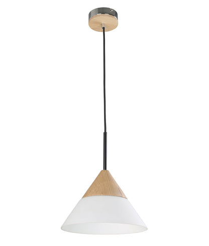 CLA Lighting FINN: Scandinavian Blonde Wood & Opal Glass Cone Pendant Lights - Wide Cone / Ø265mm - CLA Lighting