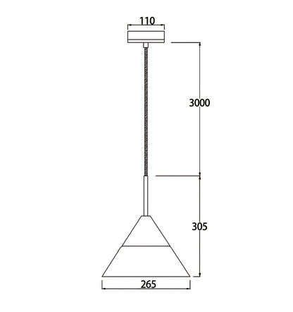 CLA Lighting FINN Wide Cone pendant light dimensions diagram