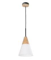 CLA Lighting FINN: Scandinavian Blonde Wood & Opal Glass Cone Pendant Lights - Medium Cone / Ø195mm - CLA Lighting