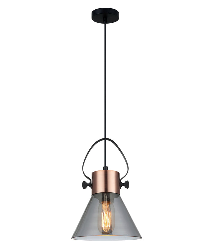 CLA Lighting FUMOSO: Retro Smokey Black Mirror Finish Glass Pendant Lights