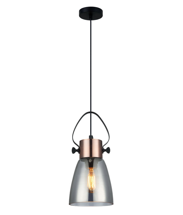 CLA Lighting FUMOSO: Retro Smokey Black Mirror Finish Glass Pendant Lights