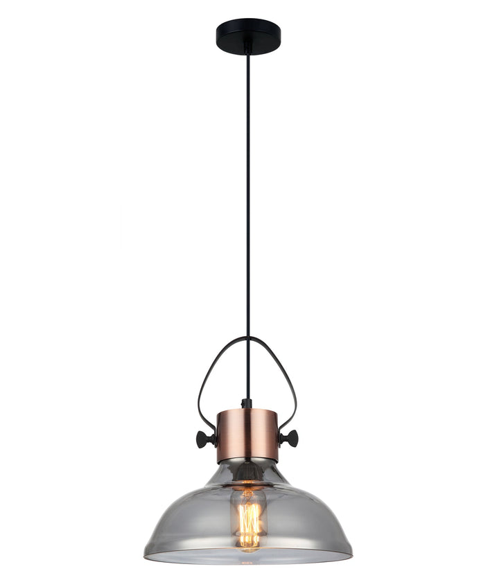 CLA Lighting FUMOSO: Retro Smokey Black Mirror Finish Glass Pendant Lights