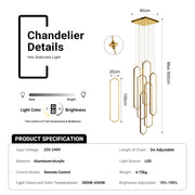 Large 6-Ring LED Chandelier Modern Dimmable Ceiling Light Foyer With Remote CL-HSL/CL-OSL