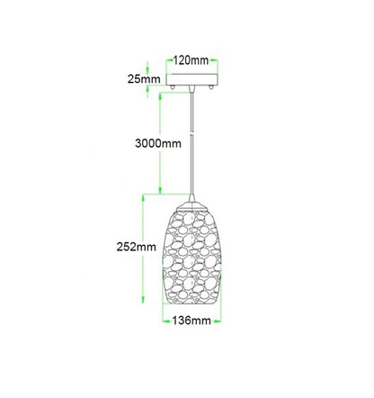 CLA Lighting GLAZE pendant light dimensions diagram