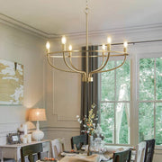 6 Lights Candle Chandelier Gold Farmhouse & Industrial Pendant CL-6CD