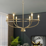 6 Lights Candle Chandelier Gold Farmhouse & Industrial Pendant CL-6CD
