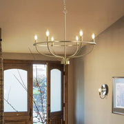 6 Lights Candle Chandelier Gold Farmhouse & Industrial Pendant CL-6CD
