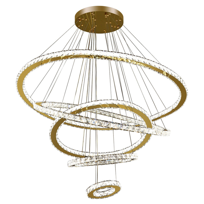 Maria 5-Ring Crystal Chandelier – Gold Finish